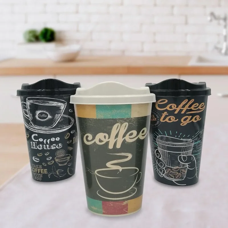 Dekoratif Kapaklı Kahve Bardağı Seti 3 Adet Plastik