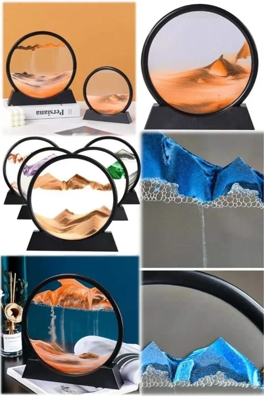 Şık Mavi Orta Boy Dekoratif Kum Tablosu 7 İnç Modern Süs