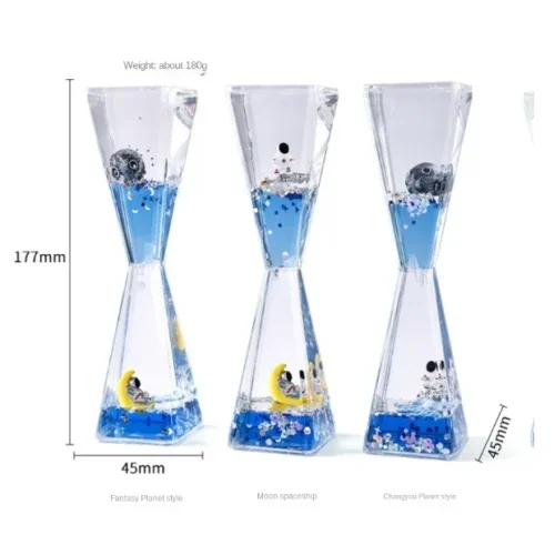 Eğlenceli Uzay Temalı Dökülen Yağ Kum Saati 17.4 Cm