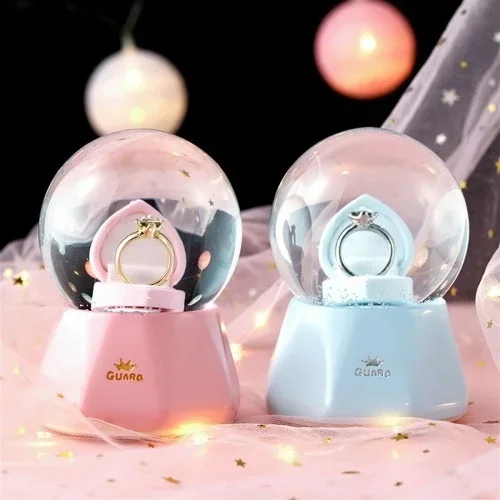 Büyük Boy Tek Taş Yüzük Tasarımlı Kar Küresi 18 Cm