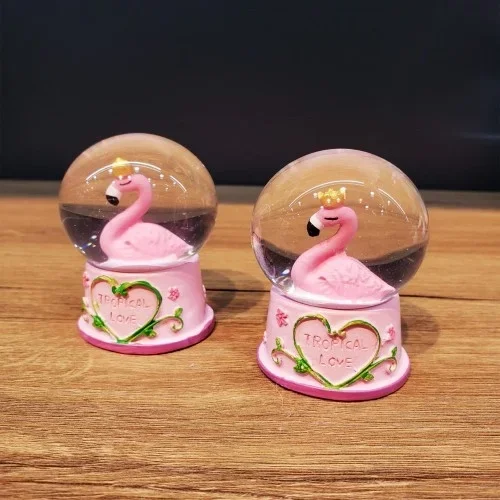 Sevimli Flamingo Işıklı Kar Küresi Mini Boy