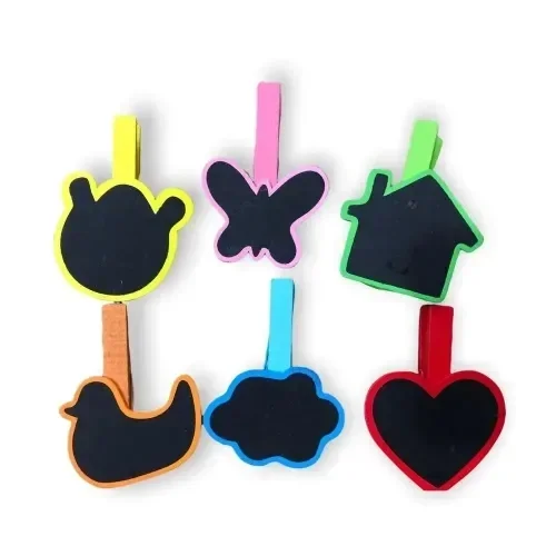 Şık Desenli Ahşap Mandal 6'lı Set 10 Paket