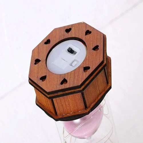 Dekoratif Ahşap Kum Saati 14.5 Cm Işıklı Tasarım