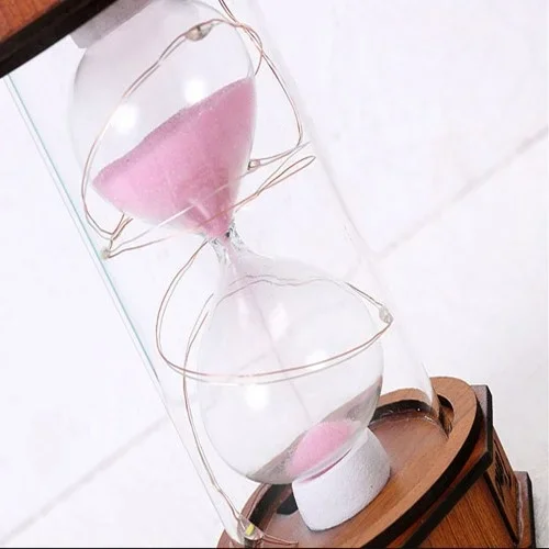 Dekoratif Ahşap Kum Saati 14.5 Cm Işıklı Tasarım
