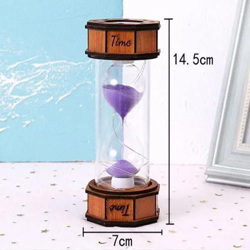 Dekoratif Ahşap Kum Saati 14.5 Cm Işıklı Tasarım
