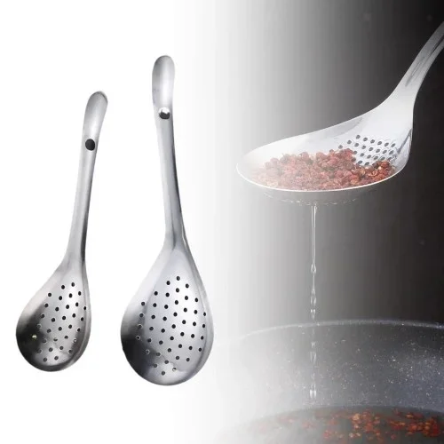 Ergonomik Paslanmaz Çelik Süzgeçli Kepçe 1 Adet