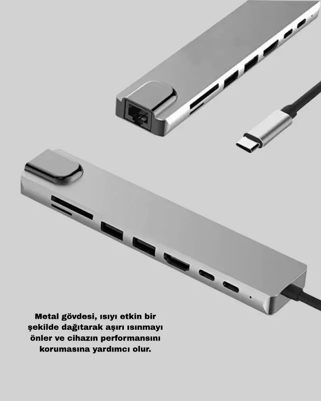 Alüminyum Gövde İle Type-c Çoklu Dönüştürücü - 5 Portlu