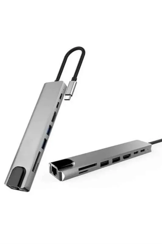 Çok Fonksiyonlu 8 Portlu Type-c Hub Ethernet Usb Çoğaltıcı