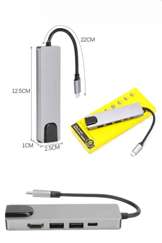 Çok Portlu Usb Type-c Dönüştürücü 8 Portlu Macbook Uyumlu