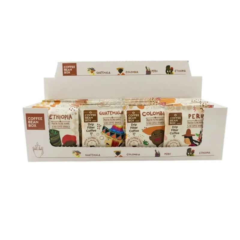 CoffeeBeanBox Pratik Filtre Kahve Fırsat Paketi 4 Yöre 40'lı (Ethiopia, Guatemala, Colombia, Peru)