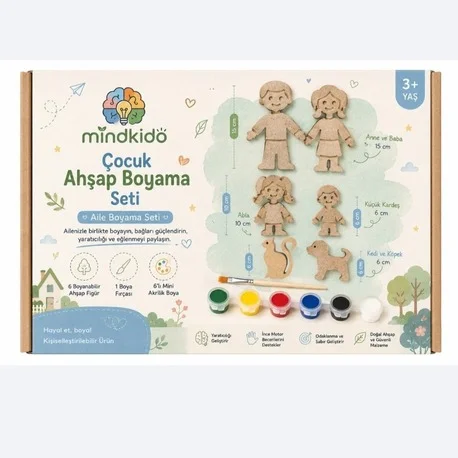 Kişiselleştirilebilir Ailem Ahşap Boyama Seti