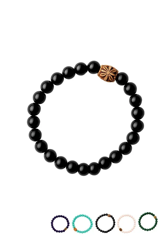 Unisex Bileklik 8 mm Cam Taşlı Boncuk Kadın Erkek Bileklik Elastik İpli