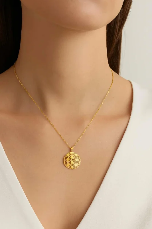 Yaşam Hayat Çiçeği Bereket 14 Ayar Altın Kaplama Gold 925 Ayar Kolye – 3. görsel