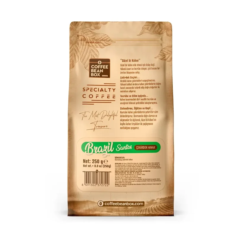 CoffeeBeanBox Brezilya Santos Specialty Coffee Kavrulmuş Çekirdek Kahve 250 gr (Cold Brew İçin Öğütülmüş) – 2. görsel
