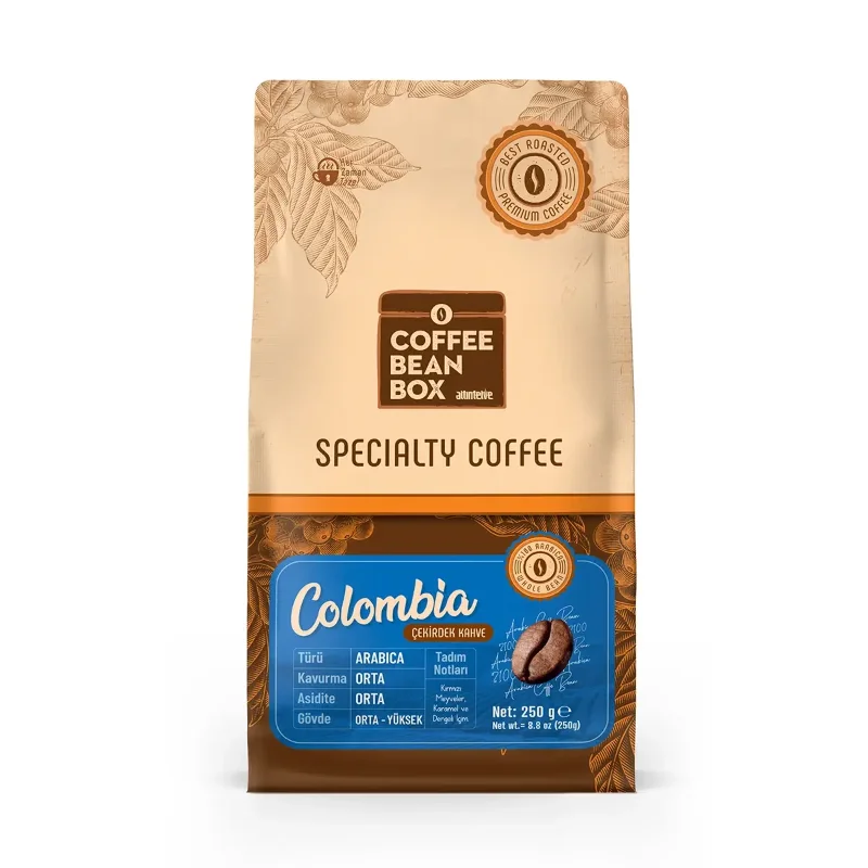 CoffeeBeanBox Colombia Single Origin Kavrulmuş Çekirdek Kahve 250 gr (Filtre Kahve İçin Öğütülmüş)