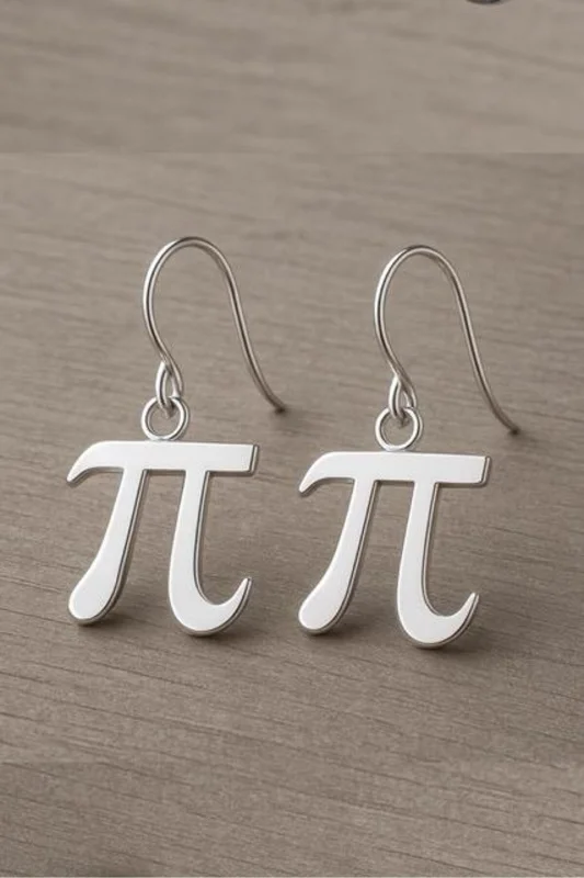 Matematik Severlere Özel Pi Sayısı Sembolü Gümüş Küpe – 3. görsel