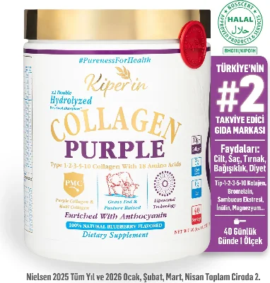 %100 Saf ve Doğal Mor & Çoklu Kolajen Peptitleri içeren Lipozomal Teknoloji Diyet Takviyesi (576gr)