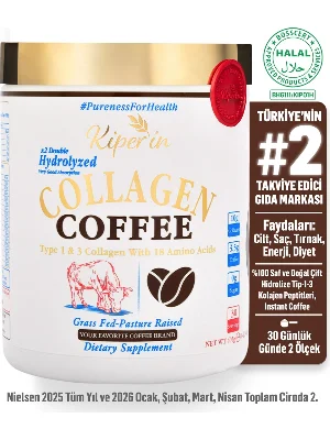 Coffee Collagen | Kahveli Çift Hidrolize %100 Saf ve Doğal Toz Kolajen Peptitler | 30 Günlük