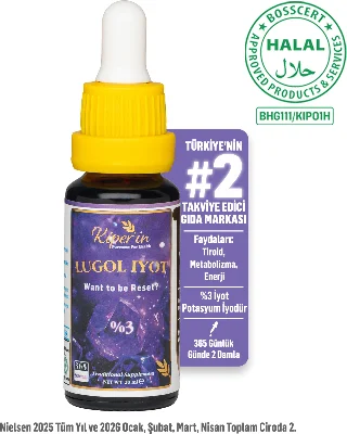 Lugol İyot | %3 İyot & %6 Potasyum İyodür | Kaliteli İçerik | Pureness For Health İlkesi | 365 Damla