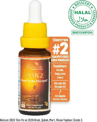 D3K2 | Vitamin D3 (1000 IU) & K2 (25mcg) | Kaliteli İçerik | Pureness For Health İlkesi | 365 Damla