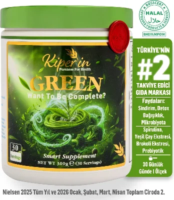 Green | Detoks | Spirulina, Yeşil Çay, Brokoli Ekstresi, Prebiyotik (İnülin) | 30 Günlük