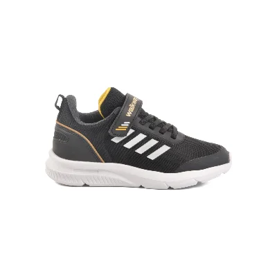 Walkway Siyah Beyaz Cırtlı Unisex Çocuk Spor Ayakkabı