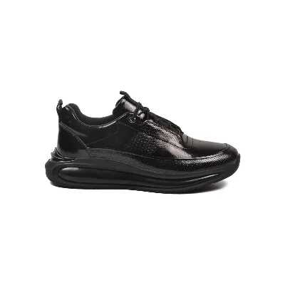 Marcomen Siyah Rugan Hakiki Deri Erkek Sneaker
