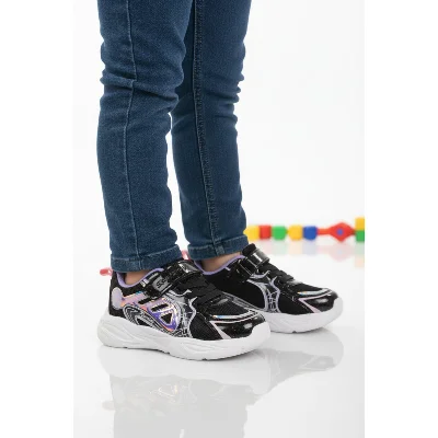 Slazenger Siyah Mor Cırtlı Kız Çocuk Spor Ayakkabı
