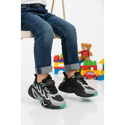 Marcokids Gri Cırtlı Erkek Çocuk Spor Ayakkabı