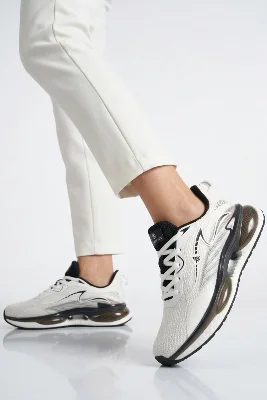 Beyaz Siyah Fileli Unisex Spor Ayakkabı