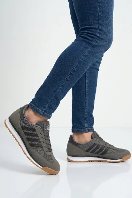 Füme Beyaz Bağcıklı Erkek Spor Ayakkabı