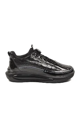 Siyah Rugan Memory Foam Bağcıklı Erkek Sneaker