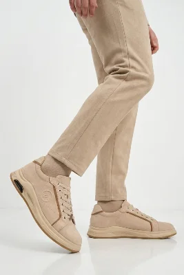 Bej Hakiki Deri Erkek Casual Ayakkabı
