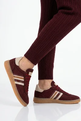 Bordo Bağcıklı Unisex Spor Ayakkabı