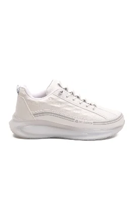 Beyaz Memory Foam Lastik Bağcıklı Erkek Sneaker