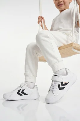 Beyaz Siyah Cırtlı Unisex Çocuk Spor Ayakkabı