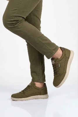 Haki Tekstil Bağcıklı Erkek Günlük Ayakkabı