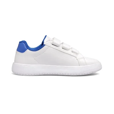 Beyaz Mavi Cırtlı Unisex Çocuk Spor Ayakkabı