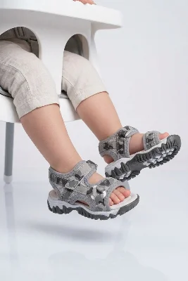 Gri Kamuflaj Erkek Çocuk Sandalet