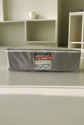 5 Adet Gri Pencereli Kıyafet Saklama Yatak Baza Altı Düzenleyici Çok Amaçlı Hurç 64 x 45 x 22 Cm