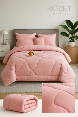 Tek Kişilik Pembe (155x215) Çift Taraflı Wellsoft  Lüx Yorgan