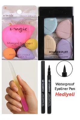 Cam Törpü-Yumurta Sünger-Makyaj Pufu Waterproof Eyeliner Hediyeli