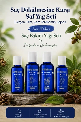 Saç Dökülmesine Karşı Saf Yağ Seti | Argan, Hint, Çam Terebentin, Jojoba