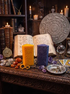 Tarot Soya Dekoratif Mum Güneş ve Ay Mum Seti El Yapımı Estetik Ev Dekorasyonu 2'li Set