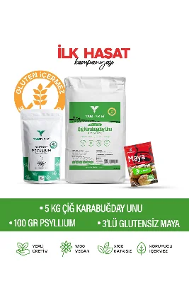 Glutensiz Çiğ Karabuğday Unu 5 Kg – Psyllium 100 gr – Kuru Maya