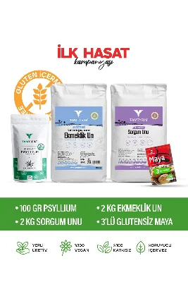 Glutensiz %100 Tam Çiğ Karabuğday Ekmeklik Un 2 Kg – Sorgum Unu 2 Kg – Psyllium 100 gr – Kuru Maya