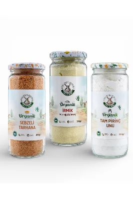 +6 Ay Favori Set - Organik Bebek Tarhanası 400g + Org. Bebek İrmiği 330g + Org. Tam Pirinç Unu 320g