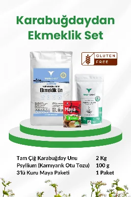 Tam Karabuğday Ekmeklik Set (Tam Karabuğday Unu 2 Kg + Psyllium 100 g + 3'lü Kuru Maya)