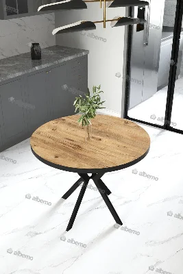 Usta Mekan Yuvarlak Mutfak Masasi Sabit 90 Cm Ceviz