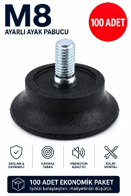 Bingo Ayak Vidalı Sehpa, Masa Ayak (METRİK 8) 100 Adet